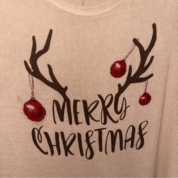 L.I.A. Love Is All Size Medium Christmas Pullover Deer Antlers Dolman Sleeves - Picture 2 of 8